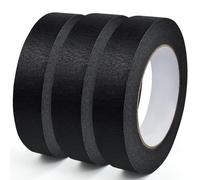 NAROSEBE 3 Rotoli Nastro Adesivo di Carta per Pittura 25 mm x 50 m Nastro per Mascheratura Nastro Adesivo Carta Protezione Multiuso Nastro Professionale per Pittura, Artigianato e Fai-da-Te - Nero