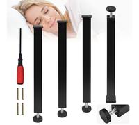 NAROSEBE 4 Pcs Piedi Letto Universali per Rete a Doghe 35~37cm Gambe per Rete Letto Piedini Letti Neri Piedini per Letti Quadrato Piedi per Reti a Doghe con Bulloni in Metallo + 1 Cacciavite e 4 Viti