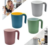 NAROSEBE 4 Pezzi Bicchieri di Plastica 450ml Tazze da Caffè con Manici Bicchieri Infrangibili Tazza da Bere Riutilizzabili Bicchieri Plastica Rigida per Caffè Tè Acqua Birra Latte e Succo di frutta