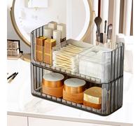 NAROSEBE Organizzatore Trucchi Trasparente In Acrilico Organizzatore Creme e Profumi Organizzatore Per Trucchi e Creme Scatola Portaoggetti Per Cosmetici Contenitore Trucchi Grigio Trasparente Bagno