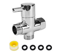 NAROSEBE Valvola Deviatrice 3 Vie Doccia Valvola Tre Vie 1/2 Valvola T Deviatore Rubinetto Colonna 3 Vie, Cromo, G1/2 20mm Bagno Universale di Ricambio per Doccia + 3x Guarnizioni + Nastro Idraulico