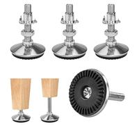NAROSEBE4 Pcs Piedini di livellamento Regolabili M10x50xØ50mm Piedini per Letto Carico 450kg Piede Regolabile m10 Piedini Regolabili in Altezza per Mobili Librerie Scaffali Portaoggetti + 4 x Viti T