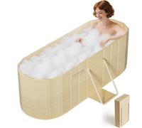 NArra Vasca da bagno pieghevole portatile per adulti, vasca idromassaggio 2 in 1 e vasca da bagno con ghiaccio, 150 x 55 x 53 cm, vasca da bagno autoportante di grandi dimensioni, isolamento ispessito