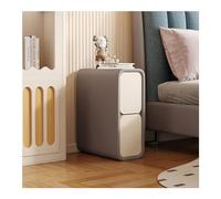 Narrow - Divano laterale minimalist Slim Bedside End Table with 2 Drawers Microfiber Leather Nightstand Compact Wood Furniture for Small Spaces Stylish B&W Design 20 cm