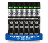 NARTA - Deodorante da uomo - Invisimax anti-traspirante Spray Efficienza 48h Anti-Tracce bianche - confezione da 6 x 200 ml