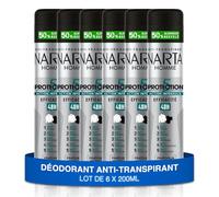NARTA - Deodorante da uomo - Protezione 5 anti-traspirante Spray Efficienza 48 ore di freschezza massima senza alcool - confezione da 6 x 200 ml