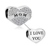 NARTGO Charm a forma di cuore, con zirconia cubica trasparente, compatibile con braccialetti Pandora, Rame, Nessuna pietra preziosa