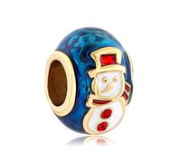 NARTGO Charm con ciondolo a forma di pupazzo di neve, con albero di Natale, con renne, pupazzo di neve, compatibile con braccialetti Pandora, Rame, Nessuna pietra preziosa