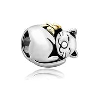 NARTGO Grazioso charm per gatti compatibile con braccialetti Pandora, Rame, Nessuna pietra preziosa