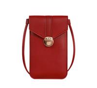 Narunii Mini borsa a tracolla da donna, mini custodia per cellulare con zaino in pelle PU trasparente per touch screen, Vino rosso