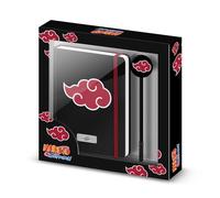 Naruto Clouds-Confezione Regalo con Diario e Penna a Sfera Fashion, Nero