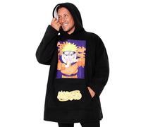 Naruto Felpa Coperta con Cappuccio Uomo - Felpe Oversize di Pile Blanket Hoodie Taglia Unica Gadget Ufficiale (Nero/Multi)