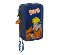 Naruto Ninja - Astuccio scuola con 36 strumenti inclusi, astuccio per bambini, ideale per bambini dai 5 ai 14 anni, comodo e versatile, qualità e resistenza, 12,5 x 5,5 x 19,5 cm, colore: nero/blu,