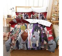 Naruto Set copripiumino in stile anime con stampa 3D, tema anime più set di biancheria da letto in pile spesso per ragazzi adolescenti 3 pezzi Copripiumino singolo (135x200 cm)