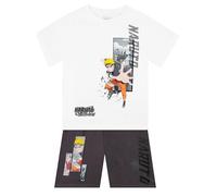 Naruto Set Tshirt Bambino E Shorts, Set Maglietta Ragazzo E Pantaloncini Anime, Abbigliamento Bambino Coordinato, Bianco 7-8 Anni