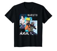 Naruto Shippuden 3 Pannelli e Kanji Maglietta, Bambini, Nero, 12 Anni