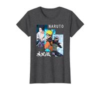 Naruto Shippuden 3 Pannelli e Kanji Maglietta, Donna, Grigio Scuro, 3XL