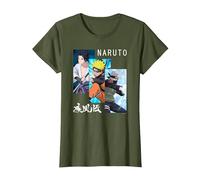 Naruto Shippuden 3 Pannelli e Kanji Maglietta, Donna, Oliva, XXL