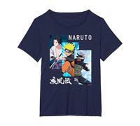 Naruto Shippuden 3 Pannelli e Kanji Maglietta, Donna Plus-Size, Navy, 3X