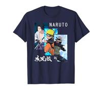 Naruto Shippuden 3 Pannelli e Kanji Maglietta, Uomo, Navy, 5XL