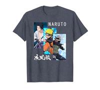 Naruto Shippuden 3 Pannelli e Kanji Maglietta, Uomo, Pervinca, 5XL