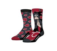 Naruto Shippuden - Calzino da uomo in cotone, 1 paio di calzini fantasia Itachi, alta e morbida, rosso, 43-46