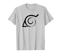 Naruto Shippuden Distressed Anti-Leaf Village Simbolo Anime Maglietta, Uomo, Argento, M