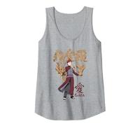 Naruto Shippuden Gaara with Sand And Kanji Anime Canotta, Donna, Grigio Melange, L