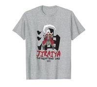 Naruto Shippuden Jiraiya Large Toad Sage with Kanji Anime Maglietta, Uomo, Grigio Melange, XXL