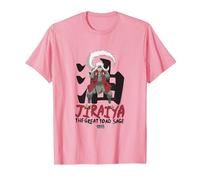 Naruto Shippuden Jiraiya Large Toad Sage with Kanji Anime Maglietta, Uomo, Rosa, XL