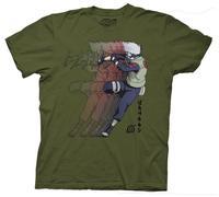 Naruto Shippuden Kakashi Kanji T-Shirt Uomo Verde Manica Corta Cotone