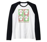 Naruto Shippuden Merry Christmas Pop Art Grid Holiday Anime Maglia con Maniche Raglan