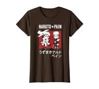 Naruto Shippuden Naruto Vs Pain Chibi Characters Anime Maglietta, Donna, Marrone, XS
