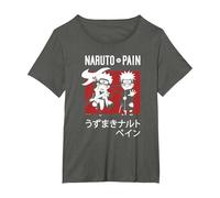 Naruto Shippuden Naruto Vs Pain Chibi Characters Anime Maglietta, Donna Plus-Size, Asfalto, 3X