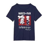 Naruto Shippuden Naruto Vs Pain Chibi Characters Anime Maglietta, Donna Plus-Size, Navy, 3X