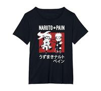 Naruto Shippuden Naruto Vs Pain Chibi Characters Anime Maglietta, Donna Plus-Size, Nero, 6X