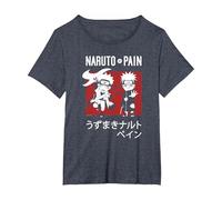 Naruto Shippuden Naruto Vs Pain Chibi Characters Anime Maglietta, Donna Plus-Size, Pervinca, 1X