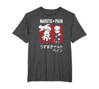 Naruto Shippuden Naruto Vs Pain Chibi Characters Anime Maglietta, Uomo Taglie Grandi, Grigio Scuro, 2X Tall