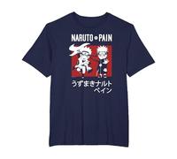 Naruto Shippuden Naruto Vs Pain Chibi Characters Anime Maglietta, Uomo Taglie Grandi, Navy, 4X Tall
