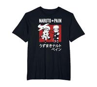 Naruto Shippuden Naruto Vs Pain Chibi Characters Anime Maglietta, Uomo Taglie Grandi, Nero, 6X Tall