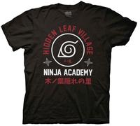 Naruto Shippuden - Ninja Academy T-Shirt Adulto Unisex Nero Cotone Girocollo