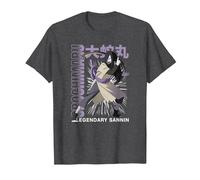 Naruto Shippuden Orochimaru Legendary Sannin Anime Maglietta, Uomo, Grigio Scuro, 6XL