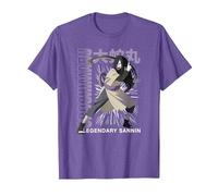 Naruto Shippuden Orochimaru Legendary Sannin Anime Maglietta, Uomo, Viola mélange, 3XL