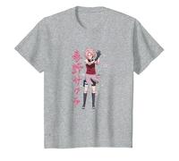 Naruto Shippuden Sakura Cherry Blossoms Anime Maglietta, Bambini, Grigio Melange, 12 Anni