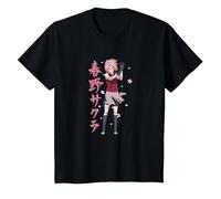 Naruto Shippuden Sakura Cherry Blossoms Anime Maglietta, Bambini, Nero, 10 Anni