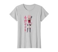 Naruto Shippuden Sakura Cherry Blossoms Anime Maglietta, Donna, Argento, XL
