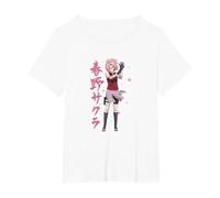 Naruto Shippuden Sakura Cherry Blossoms Anime Maglietta, Donna Plus-Size, Bianco, 4X