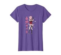 Naruto Shippuden Sakura Cherry Blossoms Anime Maglietta, Donna, Viola mélange, XL