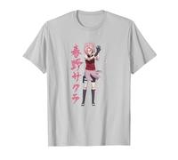 Naruto Shippuden Sakura Cherry Blossoms Anime Maglietta, Uomo, Argento, XL