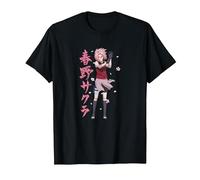 Naruto Shippuden Sakura Cherry Blossoms Anime Maglietta, Uomo, Nero, XL